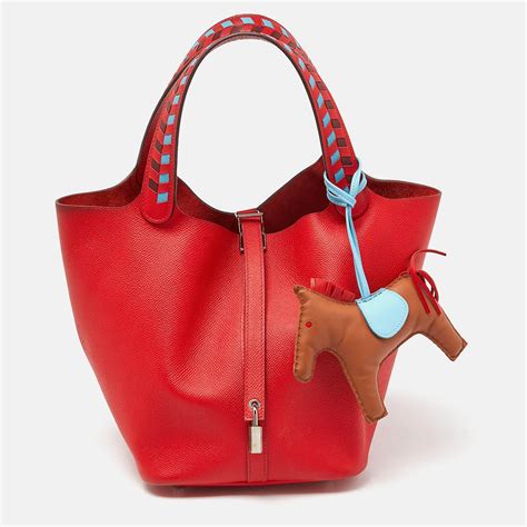 picotin lock 22 bag hermes rouge de coeur bleu 編織把手|picotin lock 22 bag.